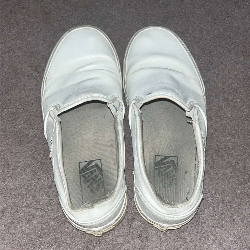 Vans White Slip-On Sneakers Classic Canvas Design